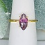Rainbow Fluorite Rings - Size 6 Marquise Faceted Claw Prong Set - 18k Gold Vermeil over Sterling Silver