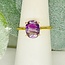 Rainbow Fluorite Rings - Size 7 Oval Faceted Claw Prong Set - 18k Gold Vermeil over Sterling Silver
