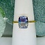 Rainbow Fluorite Rings - Size 7 Rectangle (Cushion Cut) Faceted Claw Prong Set - 18k Gold Vermeil over Sterling Silver