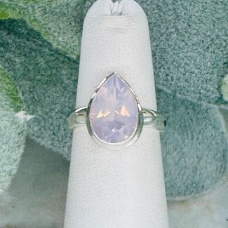 Lavender (Purple) Quartz Rings - Size 5 Teardrop Pear Bezel Set - Sterling Silver