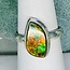 Ammolite Rings - Size 7 Natural Wave Bezel Set - Sterling Silver