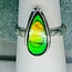 Ammolite Rings - Size 5 Teardrop Pear Bezel Set - Sterling Silver