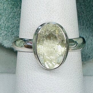 Libyan Tektite Desert Glass (Great Sand Sea Glass Lechatelierite)  - Size 7 Oval Faceted Bezel Set - Sterling Silver