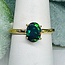 Black Opal Rings - Size 5 Oval Faceted Claw Prong Set - 18k Gold Vermeil on Sterling Silver