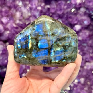 Labradorite Standing Free Form Polished #5 - 3.5" x 2.75" High Flash