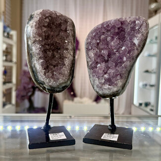 Amethyst Druzy on Black Stand Pin - 7-8" Rough Raw Natural Specimen