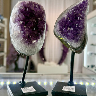 Amethyst (Deep Purple) Druzy on Black Stand Pin - 7-8" Rough Raw Natural Specimen