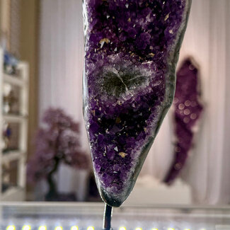 Amethyst (Deep Purple) Druzy on Black Stand Pin -8 - 9" Rough Raw Natural Specimen