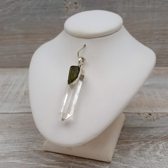 Moldavite & Clear Quartz Pendants