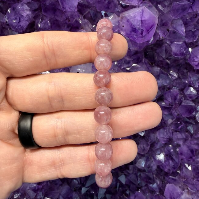 Muave Pink Madagascar Rose Quartz (AAA Grade) Bracelets - 8-9mm