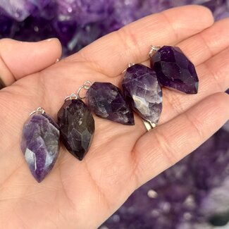 Amethyst Pendants - Faceted Teardrop