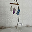 Amethyst, Clear Quartz, & Blue Kyanite Point on Clear Quartz Slab Desk Chime  - 5.5"