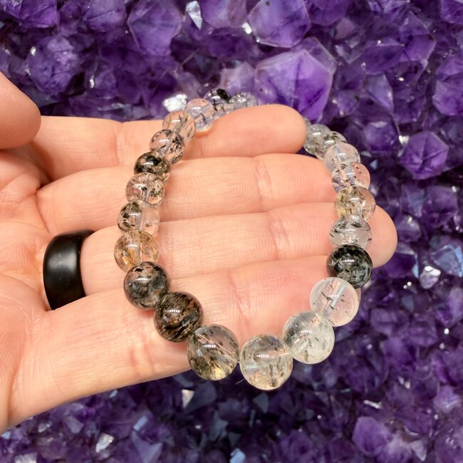 Black Phantom Mica Quartz (AAA Grade) Bracelets - 8mm