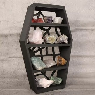 Coffin Black Gothic Crystal Shelf Display - 8.25" x 5" Storage, Jewelry Shelves, Home Decor Durable Plastic Material