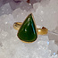 Nephrite Jade Rings - Size 9 Teardrop Bezel Set - 18k Gold Vermeil Over Sterling Silver