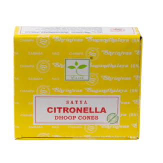 Citronella Incense (Dhoop) Cones - 12 Cones in Box - Satya
