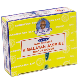 Himalayan Jasmine Incense (Dhoop) Cones - 12 Cones in Box - Satya