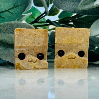 Crazy Lace Agate Block People Smiley Face Carvings Figurines