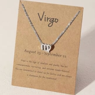 Virgo Necklaces - Silver Plated  (16-18" Adjustable) - Zodiac Sign Pendant Charm Astrology