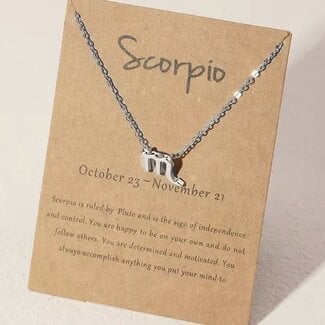 Scorpio Necklaces - Silver Plated  (16-18" Adjustable) - Zodiac Sign Pendant Charm Astrology