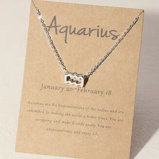 Aquarius Necklaces - Silver Plated  (16-18" Adjustable) - Zodiac Sign Pendant Charm Astrology