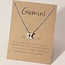 Gemini Necklaces - Silver Plated  (16-18" Adjustable) - Zodiac Sign Pendant Charm Astrology