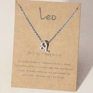 Leo Necklaces - Silver Plated  (16-18" Adjustable) - Zodiac Sign Pendant Charm Astrology
