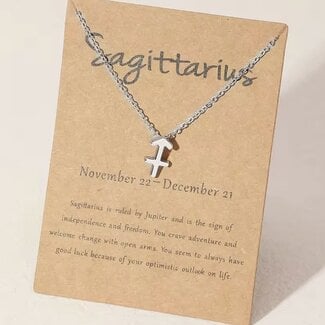 Sagittarius Necklaces - Silver Plated  (16-18" Adjustable) - Zodiac Sign Pendant Charm Astrology
