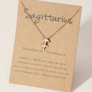 Sagittarius Necklaces - Gold Plated  (16-18" Adjustable) - Zodiac Sign Pendant Charm Astrology