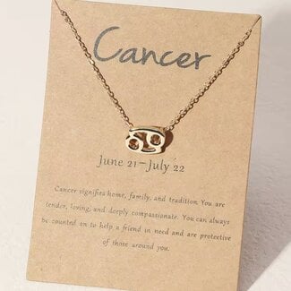 Cancer Necklaces - Gold Plated  (16-18" Adjustable) - Zodiac Sign Pendant Charm Astrology