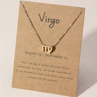 Virgo Necklaces - Gold Plated  (16-18" Adjustable) - Zodiac Sign Pendant Charm Astrology