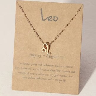 Leo Necklaces - Gold Plated  (16-18" Adjustable) - Zodiac Sign Pendant Charm Astrology