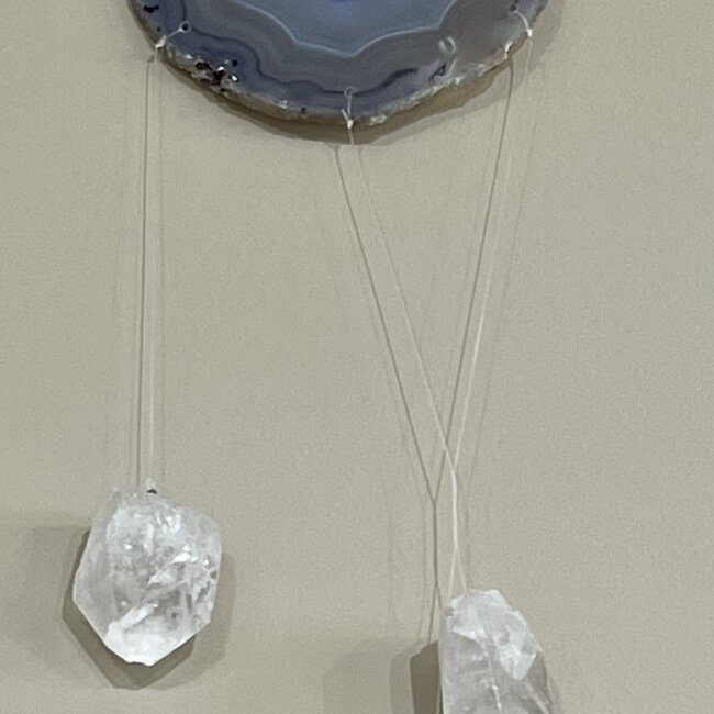 Agate Slab Slice with 3 Clear Quartz Points Windchime