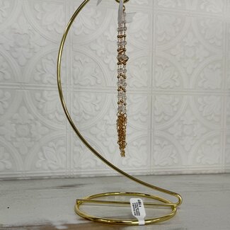 Gold Decorative Hanging Sphere Stand with Moon Charm - 9"