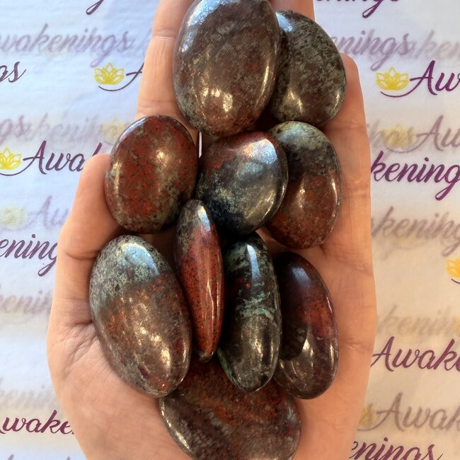 Crimson Cuprite (Sonoran Sunset) Chrysocolla Palm Pillow Pocket Stones - Small