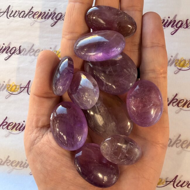 Ametrine (AAA Grade) Palm Pillow Pocket Stones - Small (Amethyst & Citrine)