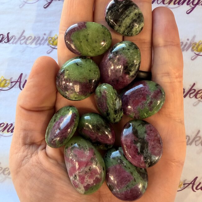 Ruby Zoisite (AAA Grade) (Anyolite) Palms Pillow Pocket Stones - Small