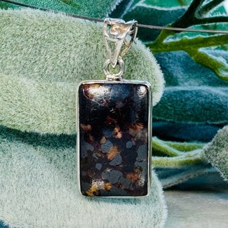 Willemite on Calcite Pendants - Rectangle Bezel Set - Sterling Silver Troostite Silicocalcite Bologna Stone Moresnetite