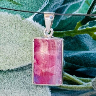 Pink Gel Cobaltoan (Cobaltian Cobalto Salrose Cobaltocalcite) Calcite Pendants - Rectangle Bezel Set - Sterling Silver