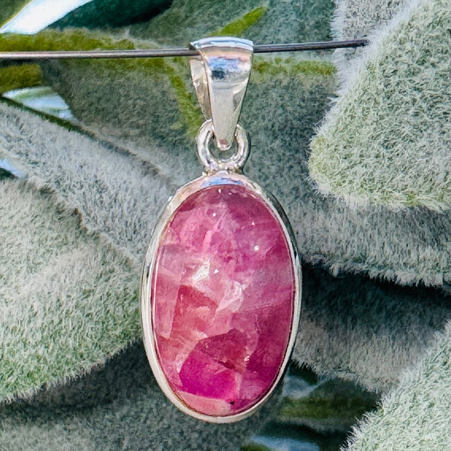 Pink Gel Cobaltoan (Cobaltian Cobalto Salrose Cobaltocalcite) Calcite Pendants - Oval Bezel Set - Sterling Silver