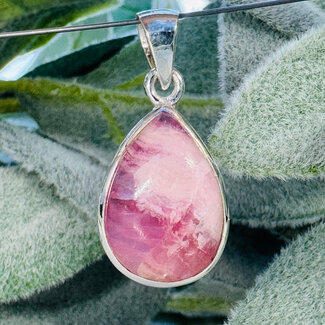 Pink Gel Cobaltoan (Cobaltian Cobalto Salrose Cobaltocalcite) Calcite Pendants - Teardrop Pear Bezel Set - Sterling Silver
