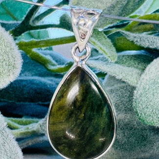 Swamp Bogwood (Larsonite) Pendants - Teardrop Pear Bezel Set - Sterling Silver