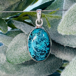 Shattuckite Pendants - Oval Bezel Set - Sterling Silver