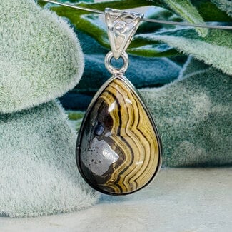 Schalendblende Pendants - Teardrop Pear Bezel Set - Sterling Silver Galena