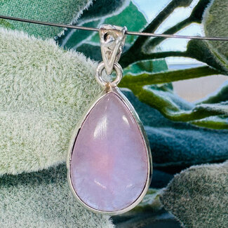 Pink Aragonite Pendants - Teardrop Pear Bezel Set - Sterling Silver