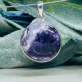 Tiffany Stone (Bertrandite) Pendants - Round Circle Bezel Set - Sterling Silver