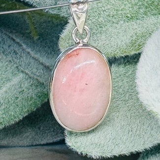 Australian Pink Opal Pendants - Oval Bezel Set - Sterling Silver