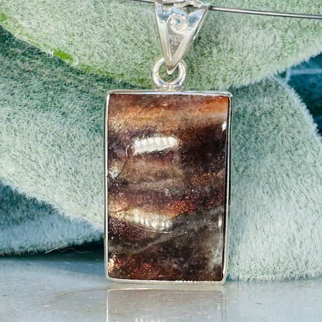 Purple Haze Sunstone Pendants - Rectangle Bezel Set - Sterling Silver
