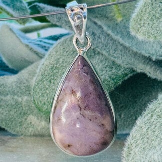 Unicorn Purple Lavender Jade Pendants - #1 Teardrop Pear Bezel Set - Sterling Silver