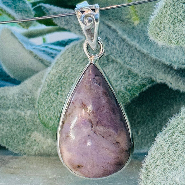 Unicorn Purple Lavender Jade Pendants - #1 Teardrop Pear Bezel Set - Sterling Silver